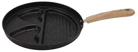 YushiTrading Sartén dividida para huevos y filetes, sartén multifuncional antiadherente 3 en 1 para tortillas y filetes de res, cocción uniforme con mango ergonómico para cocinar en casa.