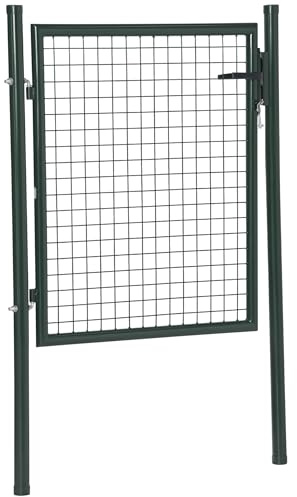 HOMCOM Steel Garden Gate Mesh Fence Single Door Lock 97 x 150 cm Green