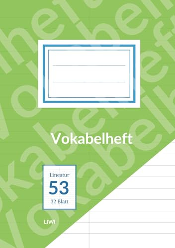 Vokabelheft A5 liniert - Lineatur 53 - 2 Spalten - 32 Blatt - FSC Papier: Papierqualität 90 g/m² - geeignet für Tinte - Umschlagfarbe: grün