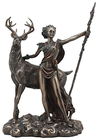 Ebros Griechisch römischen Göttin der Jagd Moon und Natur Diana mit Hirsch Statue Artemis die Huntress Skulptur 29,2 cm H