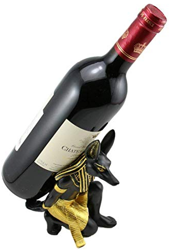 Fantes Anubis God Wine Holder Ancient Egyptian Deity Wine Bottle Stand Rack Premium Resin Material Novelty Gift for Kitchen Home Room Decoration (Resin - Anubis)