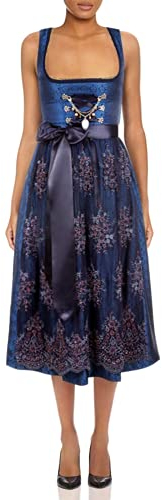 Edelnice Trachtenmode Exklusives Designer Dirndl lang Josepha inkl. Spitzen Dirndlschürze und Charivari Gr. 32-56 (48)