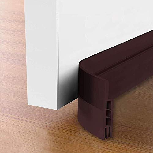 Calfeutrer Bas de Porte, XiDe 100 x 5cm Bas de Porte Adhési, Bande d'Etanchéité en Silicone Souple, Anti Bruit Isolement du Bruit, Anti Souris Cafard Imperméable à l'Eau - Marron