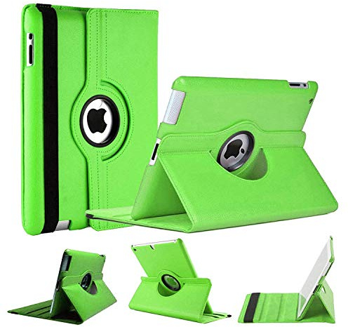 World Biz Étui rotatif pour iPad 2/3/4 (Ancien Modèle) 9,7'' - Housse de protection en cuir PU à folio avec rotation à 360°, protection contre les chocs et fonction de veille/réveil automatique (Vert)