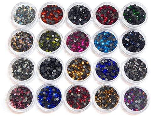 4800 Stück, Hotfix Strasssteine, zum Aufbügeln, AAA Qualität, 20 Farben Set mit Sortierbox, Glitzersteine, Glass Strass Perlen, Selbstklebend, Hot Glue (4,6mm ~ 5mm SS20)