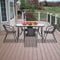 DKIEI Garden Furniture Sets Table & 4 Chairs Set 150cm Rectangle Garden Dining Table with Parasol Hole Garden Rattan Bistro Chair for Patio Balcony Backyard Black