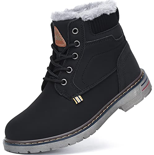 Mishansha Bambino Stivali da Neve Ragazzo Invernali All'Aperto Scarpe Ragazza Antiscivolo Caloroso Scarponi, Nero 35