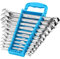 DURATECH 11-Piece Combination Spanner Set, Metric Open End Combination Wrench Set, Chrome Vanadium Steel, 8-19mm, 12-Point, with Plastic Rack