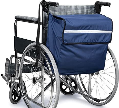 SWISSELITE Wheelchair Bag,Wheelchair Backpack Bag,Wheel Chair Storage Tote Accessory-Large Capacity with Reflective Stripe for Walker Rollator Wheelchair Transport Chair