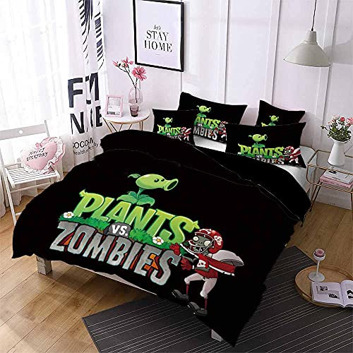 LISaINmAy Plants Vs Zombies 3 Pieces Bedding Set with 2 Pillowcases Duvet Cover with Zipper Closure Prevent Allergy (Single(135x200cm),Style 08)