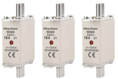 Heschen NH Sicherungseinsatz NH000 16A gG Frontanzeige Kombimelder, 3 Stück