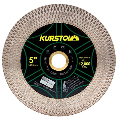 KURSTOL Disque Diamant Carrelage 125mm - Double Face Coupe Meulage Lame Scie Diamant pour Porcelaine Céramique Marbre Granit Pierre Artificielle Quartz