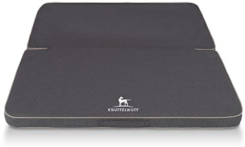 Knuffelwuff Faltbare Reisematte Orthopädisch Tacoma Hundematte aus Velours mit Handwebcharakter 140 x 120cm Anthrazit - Abnehmbarer Bezug - waschbar - für große, mittelgroße und kleine Hunde