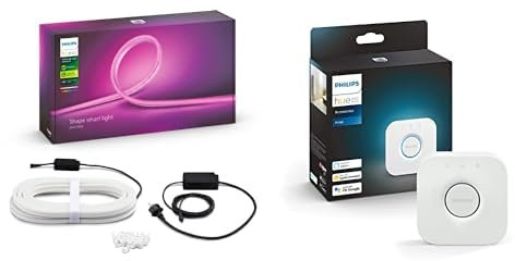 Philips Hue White & Color Ambiance Outdoor Lightstrip extérieur 5m, fonctionne avec Alexa, Google & Bridge 2.0, Pont de connexion, fonctionne avec Alexa, Google Assistant et Apple HomeKit