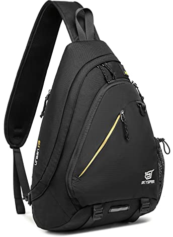 SKYSPER Sling Laptop Bag (Up to 13 Inch) - 18L Crossbody Sling Backpack Travel Shoulder Bag Hiking Daypack for Men Women(Black)