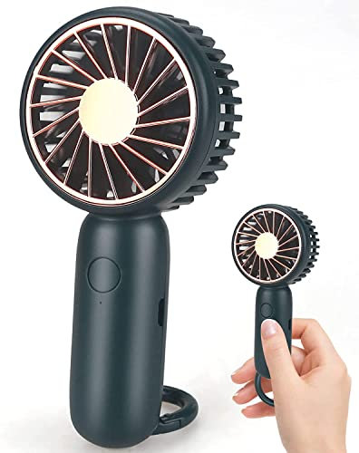 fenshine Mini Handheld Fan,Portable Rechargeable Personal Mini Fan with 3 Speeds Adjustable Low Noise,Cooling Fan with Carabiner for Outdoor Travelling Indoor Office Home (Green)