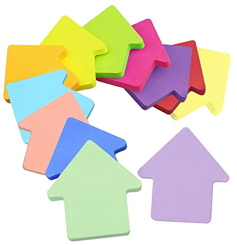 12 Farben Farbige Haftnotizen, Haftnotizen Klebezettel, Farbig Blätter Notizblöck Super Sticky Notes für Büro Zuhause Schule Sitzung (Pfeil+600 Blatt+70 * 70mm)