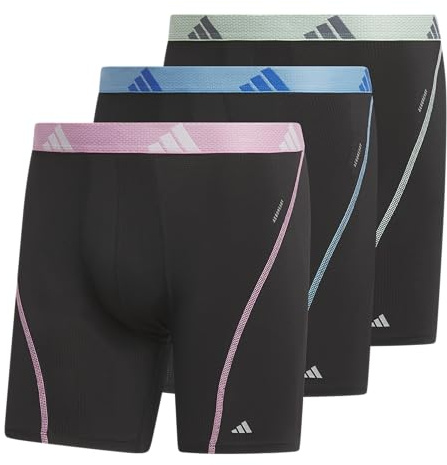 Adidas Lot de 3 Shorts rétro pour Homme, Noir/Rose pâle/Bleu Semi-Bleu, L