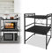 TRMLBE Mikrowellen Regal Erweiterbares 3-Stufiges Mikrowellenhalterung Mikrowellenregal Küchenregal Stehend Mikrowellenständer mit 8 Haken Kitchen Organizer für Küchenarbeitsplatten, Schwarz