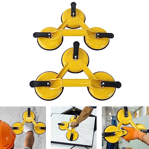 LZQ 2er Saugheber Saugnapf Glassauger mit 120kg Tragkraft, Stark Saugnäpfe Fliesenheber mit Ergonomischen & Stabilen Griff für den Transport von Glasscheibe Terrassenplatten Laminat und Glas