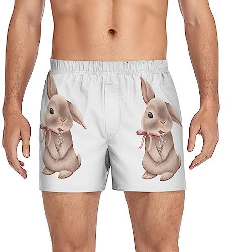 Dallonan Herren-Boxershorts, lässig, atmungsaktiv, Sport, weich, Herren-Unterwäsche, Osterhasen-Weidenzweig, Medium