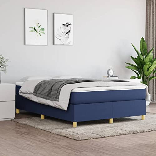 ZEYUAN Boxspringbett Blau 140x200 cm Stoff, Bett, Bettrahmen, Gästebett, Bed Frame, Jugendbett, Jugendzimmer Komplett Set
