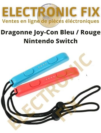 ELECTRONICFIX – Paire de Dragonnes de Poignet Bleu/Rouge pour Manettes Joy-Con Compatible avec Nintendo Switch/Switch OLED