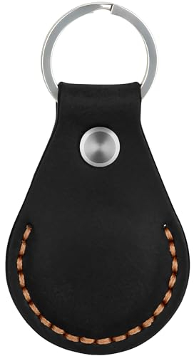 AirGear Portachiavi 0® Airtag in VERA pelle, ciondolo Airtag in vera pelle, custodia Airtag compatibile con Apple Airtag (nero)