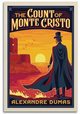 koanga Vintage Literarische Poster Der Graf von Monte Cristo Wandposter, Dekoratives Gemälde, Leinwand-Wandposter und Kunstdruck, Modernes Familienschlafzimmer-Dekor-Poster, 30 x 45 cm