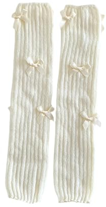 Baynoyia Modische Beinstulpen für Mädchen, Harajuku, Schleife, Dekoration, lose Socken, Vintage, Kawaii, Beinstulpen, Lolita-Socken, Beige, Einheitsgröße