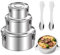 POFIBO Edelstahl Brotdose, 3 Stück Edelstahl Lunchbox Rund Metall Brotdose mit Deckel für Erwachsene und Kinder, Auslaufsichere Metall Brotzeitdose für Snacks Obst Müsli (360ML, 1040ML, 1590ML)