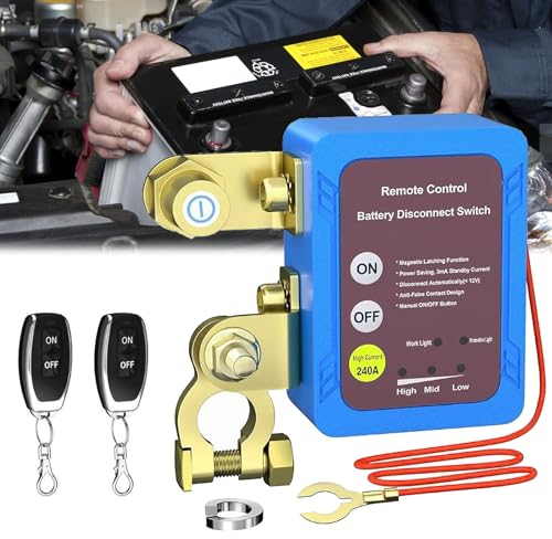 Batterie Trennschalter 12V, Auto Trennrelais 240A mit 2 Drahtloser Ferngesteuerter Batterietrennschalter Auto Batterieschalter Funkschalter für Auto Wohnmobil RV ATV LKW Boot