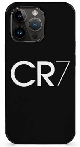 EZB Cristiano Ronaldo Themed iPhone Phone Case | Black and White Flexible Shock Absorbant Cool Phone Cover | Black CR7 Case (iPhone 13)