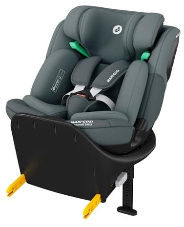 Maxi-Cosi Emerald 360 S i-Size, Autositz 360 Grad Drehbar, 0–12 Jahre (40–150 cm), Mitwachsender Kindersitz 0-36kg, ISOFIX-Kindersitz, 4 Liegepositionen, G-CELL Seitenaufprallschutz, Tonal Graphite
