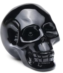AWNL Crystal Skull Ornament,Black Obsidian Hand-carved Head Sculpture | Natural Gemstone,Healing Crystal Skull Statues Home Desk Decoration Gift for Collectors,2''x 1.6''x1.4''