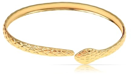Made by Nami Edelstahl Armreif Gold Schmuck Damen Schlangen Design Geschenke für Frauen Größenverstellbar (Schlangen Design)