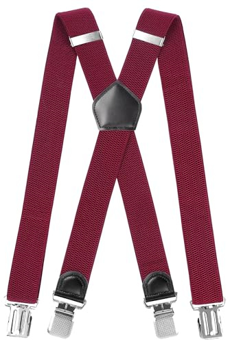 INYEEXUP Hosenträger für Herren Extra Stark Mit 4 Clips, Breit 3,5cm, Einstellbar X-Form, Zusätzliche Länge für Große oder Schwere Menschen