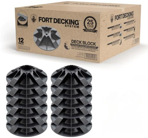 Fort Decking 12-Inch Deck Blocks for Posts, Fits 4x4, 2x4, 2x6 2x8 and 2x10 Joists and Beams, Pack of 12
