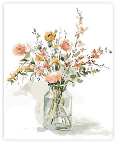 TARATH Malen Nach Zahlen Blume, DIY Handgemalt Ölgemälde Leinwand Kits, Anfänger Paint by Numbers Malen Nach Zahlen zur Heimdekoration, Kein Rahmen (40x50cm)