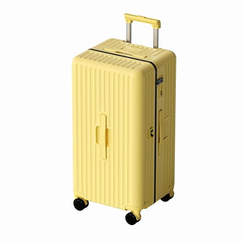 Koffer Trolley, Rollkoffer Reisekoffer Hartschalen 4 Rollen, Spinner Handgepäck,TSA, 100% PC(57cm, 45L,Gelb)