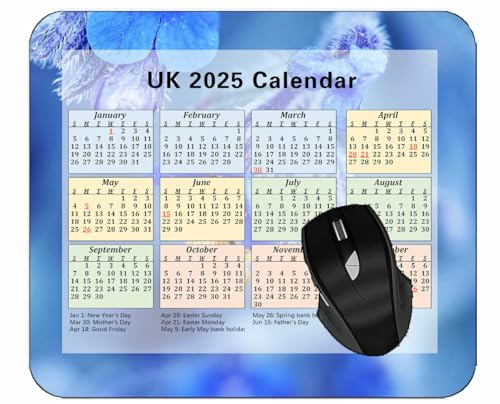YENDOSTEEN Mauspad 2025 Kalender mit Feiertagen,Vögel Feld Gras Blumen Gummi-Mauspad,Gilt für Spiele,Zuhause,Schule,Büro-Mauspad (2025 Kalender)
