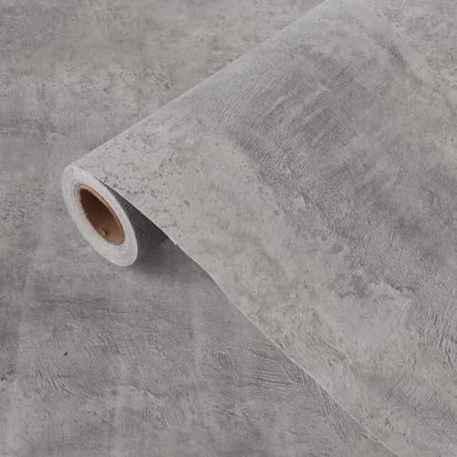 ZOFUN 2 Roll Self Adhesive Wallpaper, 0.4 x 5 m Vinyl Wrap Easy to Peel and Stick, Sticky Back Concrete Wallpaper, Grey Wallpaper for Kitchen, Counter, Warktop, Wall
