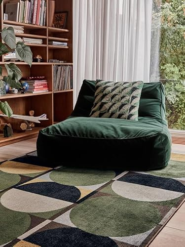 RugVista Jeff Teppich, 160 x 230 cm, Grün | Moderne, Rechteckig, Mittlerer Stapel, Maschinenwäsche, Oeko-Tex 100, Wohnzimmer, Schlafzimmer