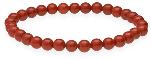 Lebensquelle Plus Kugelarmband | Perlen Armband 6 mm | Hochwertiges Edelsteinarmband | Natur Stein Edelsteinarmband dehnbar (Jaspis, rot)