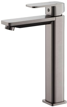 INEX EUROPA Robinet Lavabo Noir Titaneo XL avec Finition Polie - Robinet Salle de Bain Moderne avec Installation Facile - Mitigeur Métallique Résistant avec Débit Précis - Garantie 10 Ans Incluse