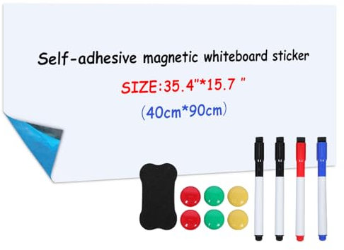 Magnetfolie Selbstklebend 40×90cm, Whiteboard Magnetisch, Magnettafel Selbstklebend, Einführung einer neuen Antifouling-Technologie, Abwischbare Tafel für Kinder, Schule, Büro & Zuhause