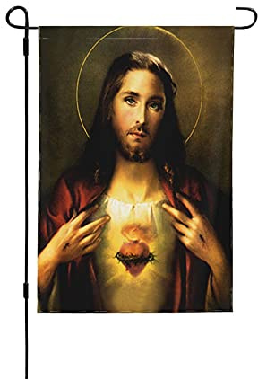 Sacré-Cœur De Jésus-Christ Drapeau De Jardin Supérieure Drapeaux De Vacances Durable Drapeau De Décoration Décoration Pour Maison Extérieure Porche 30X45Cm