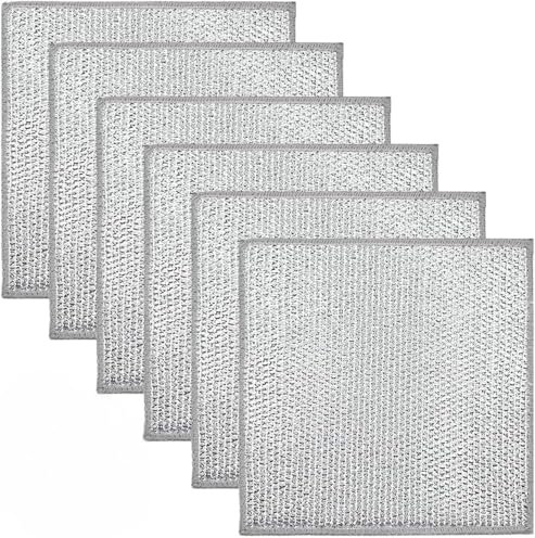 6Pcs Wire Dishwashing Cloths, Wire Dishwashing Rags, Wet and Dry Multi-Purpose Mesh Scrubs Wire Dish Cloth, Kitchen Helper, Reusable Anti-Scratch Rags for Kitchen and Life
