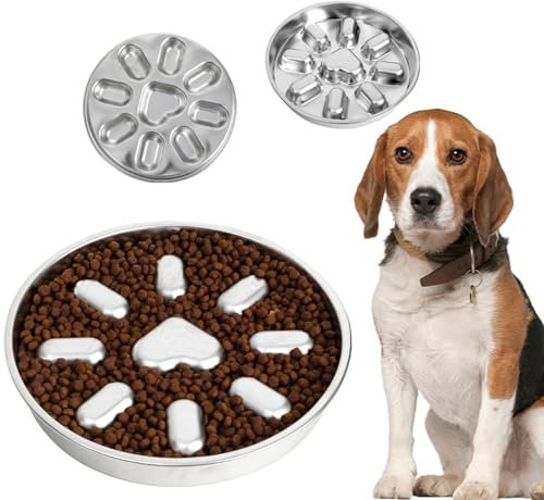 Stainless Steel Non Slip Slow Feeder Dog Bowl Ideal For Medium And Large Dogs | Prevents Bloat And Slows Down Fast Eaters | Metal Dog Food And Water Bowl
