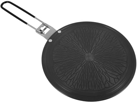STOBAZA Hitzeverteiler Aluminium Wärmeleitplatte Gasherd Herdplatte Küchenzubehör Runde Thermoplatte 24cm 4mm Abnehmbarer Griff Gleichmäßige Wärmeverteilung